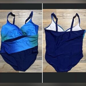 Blue Ombre Swimsuit - Plus Size 2XL - Padded Bra Area - New Without Tags